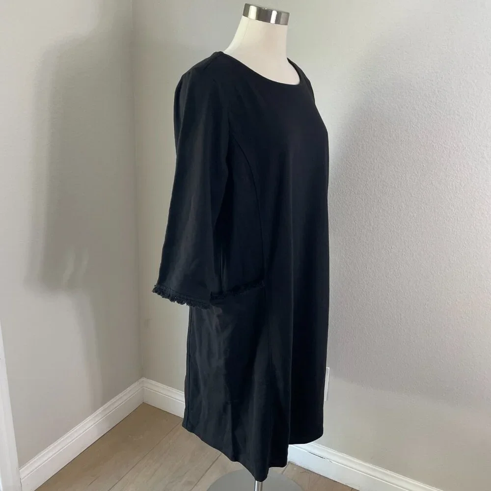 Susan Graver Weekend Womens Plus 1X Black Pocket Shirt Dress Casual Comfort - Picture 3 of 13
